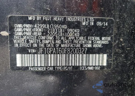 2015 Subaru Impreza Sport из США, поврежденный, VIN JF1GPAT60F8200327